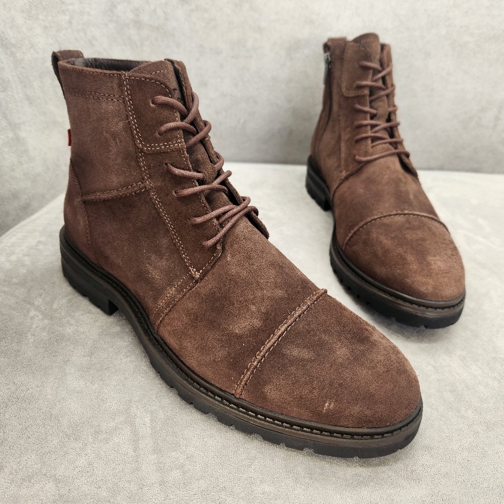 Section X Ankle Boots Men's 8.5 Chocolate Brown Suede Braxton Biker New $135